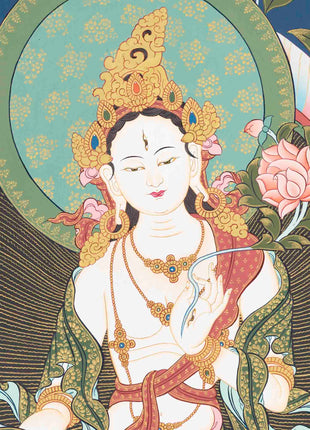 White Tara Thangka Painting | Religious Art | Wall Decors