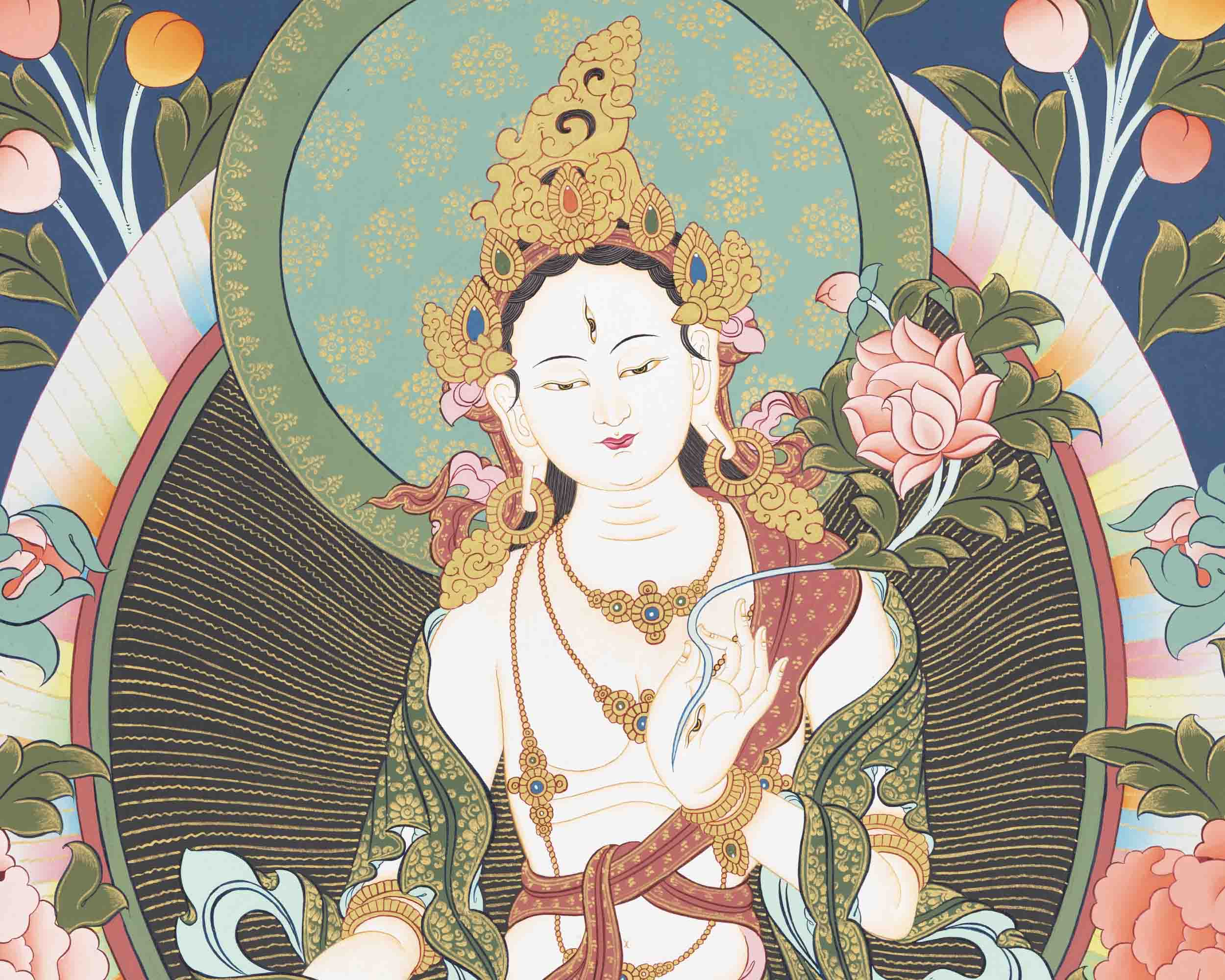 White Tara Thangka Painting | Religious Art | Wall Decors