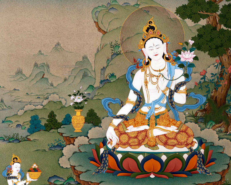 White Tara Thangka For Your Meditation Practice | Himalayan Buddhist Art