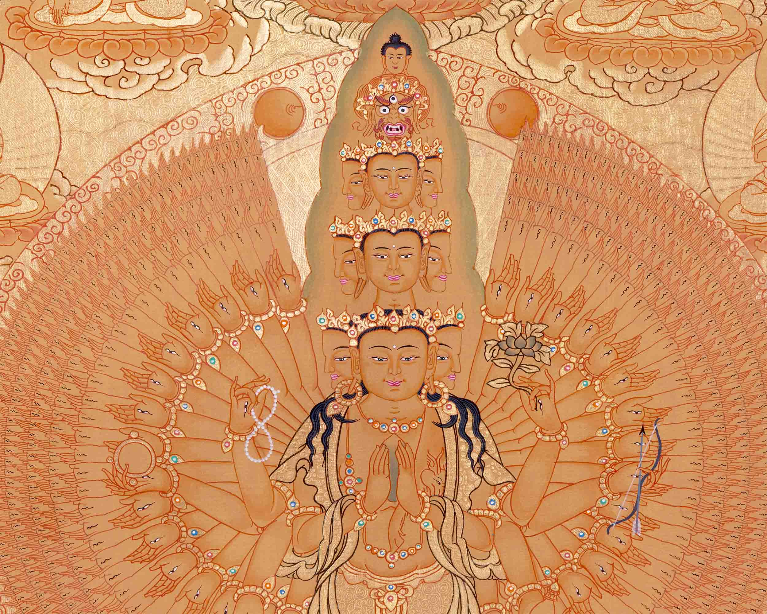 1000 Armed Avalokiteshvara Thangka Art | Tibetan Buddhist Painting