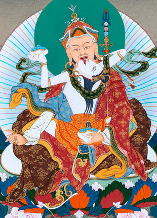 Guru Rinpoche With Consort | Padmasambhava Thangka