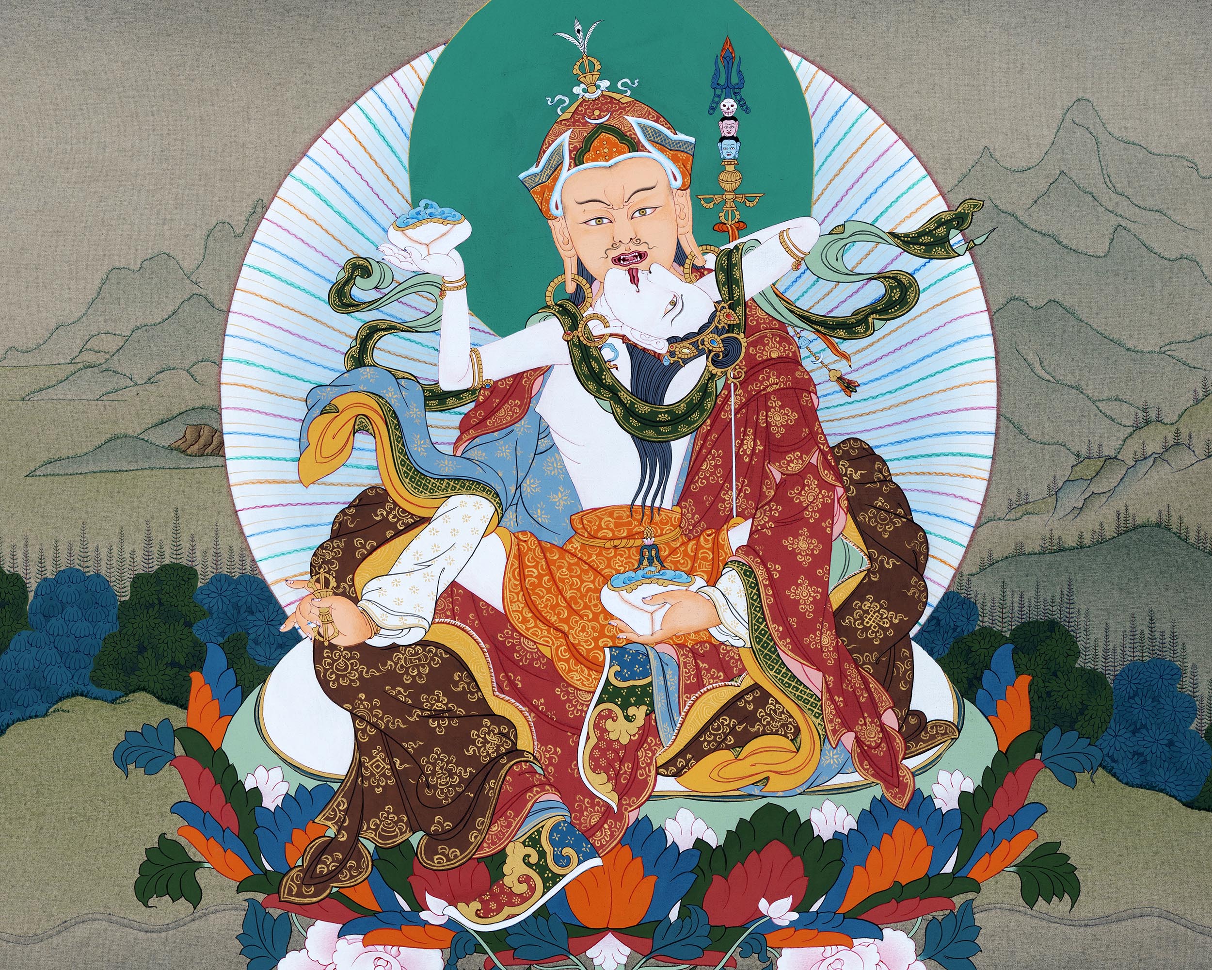 Guru Rinpoche With Consort | Padmasambhava Thangka