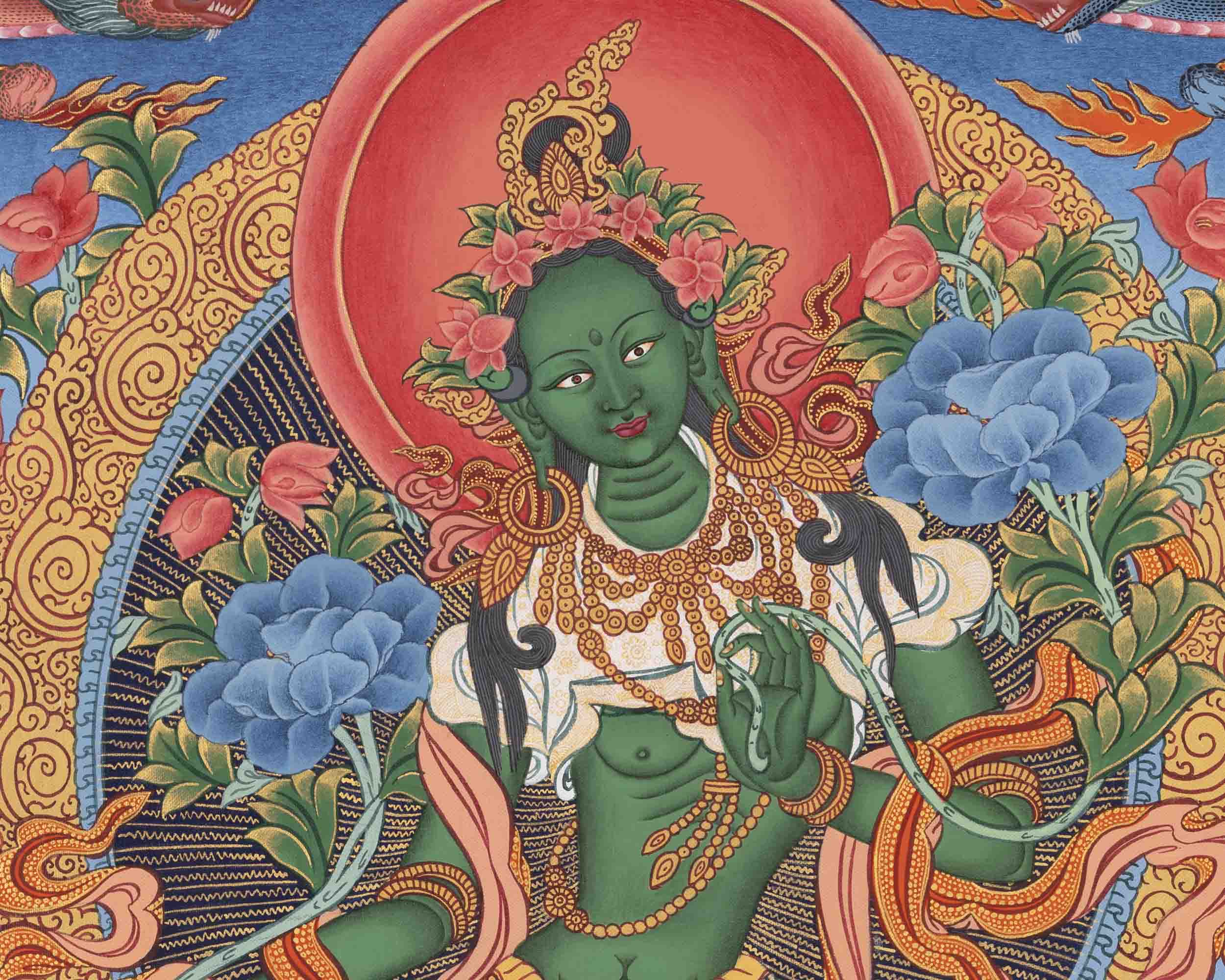 Goddess Green Tara | Religious Buddhist Artwork | Wall Decors