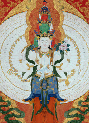 1000 Armed Chenrezig Thangka | Handpainted Buddhist Artwork