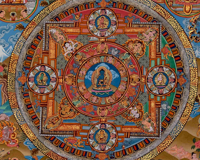 Medicine Buddha Mandala Thangka Painting | Original Hand-painted Tibetan Thangka for Wall Hanging