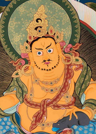 Dzambala Kubera Thangka | Buddhist Wealth Deity | Wall Decors