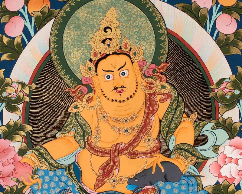 Dzambala Kubera Thangka | Buddhist Wealth Deity | Wall Decors