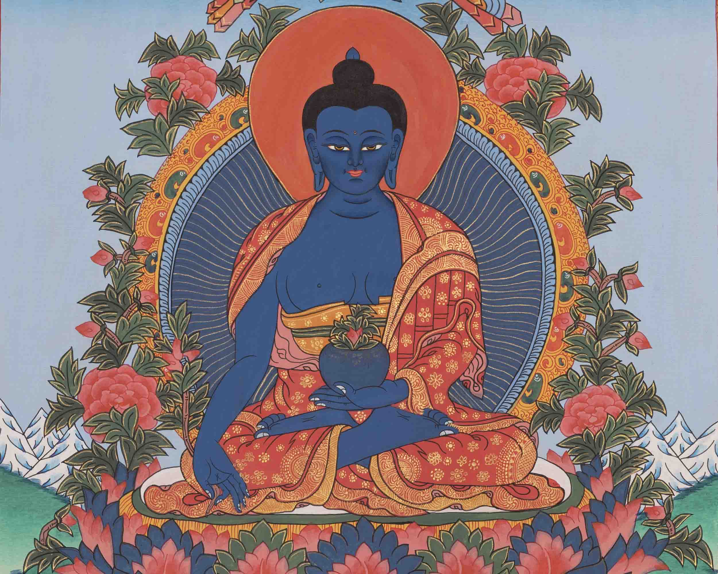 Bhaisajyaguru Thangka | Medicine Buddha | Religious Wall Decors