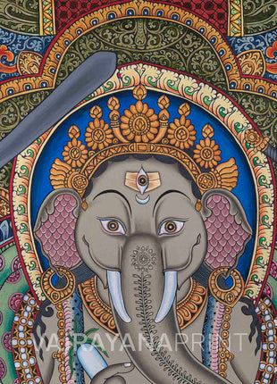 8 Armed Shree Ganesha Pauba Giclee Art Print | The Deity Of Remover Of Obstacles Print For Decoration