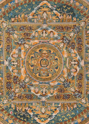 Mandala Buddha Thangka | Vintage Original Hand-Painted Thangka