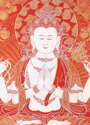 Bodhisattva Chenresig Thangka | Religious Buddhist Painting