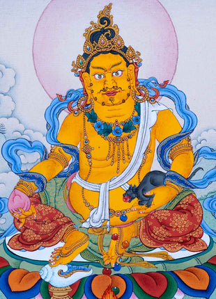 Yellow Dzambhala Thangka | Traditional Hand Painted Art