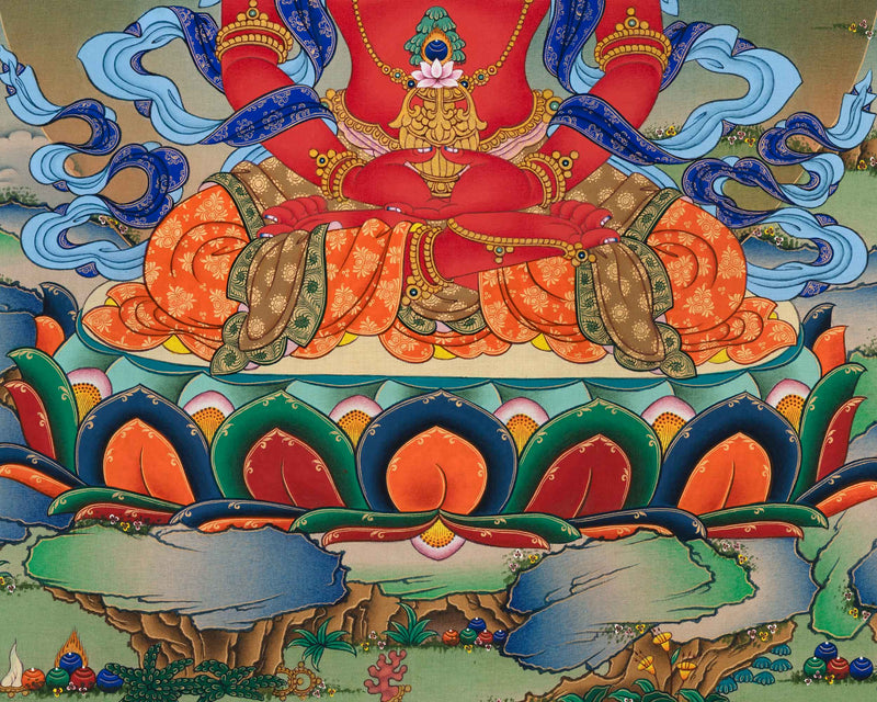 The Buddha of Long Life, Amitayus Print | Traditional Tibetan Poster For Wall Decoration