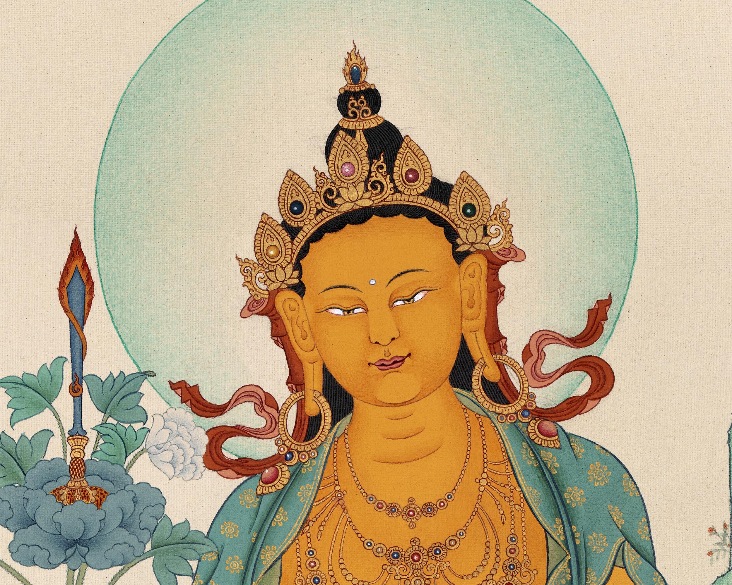 Bodhisattva Manjushri Thangka  | Tibetan Hand Painted Art