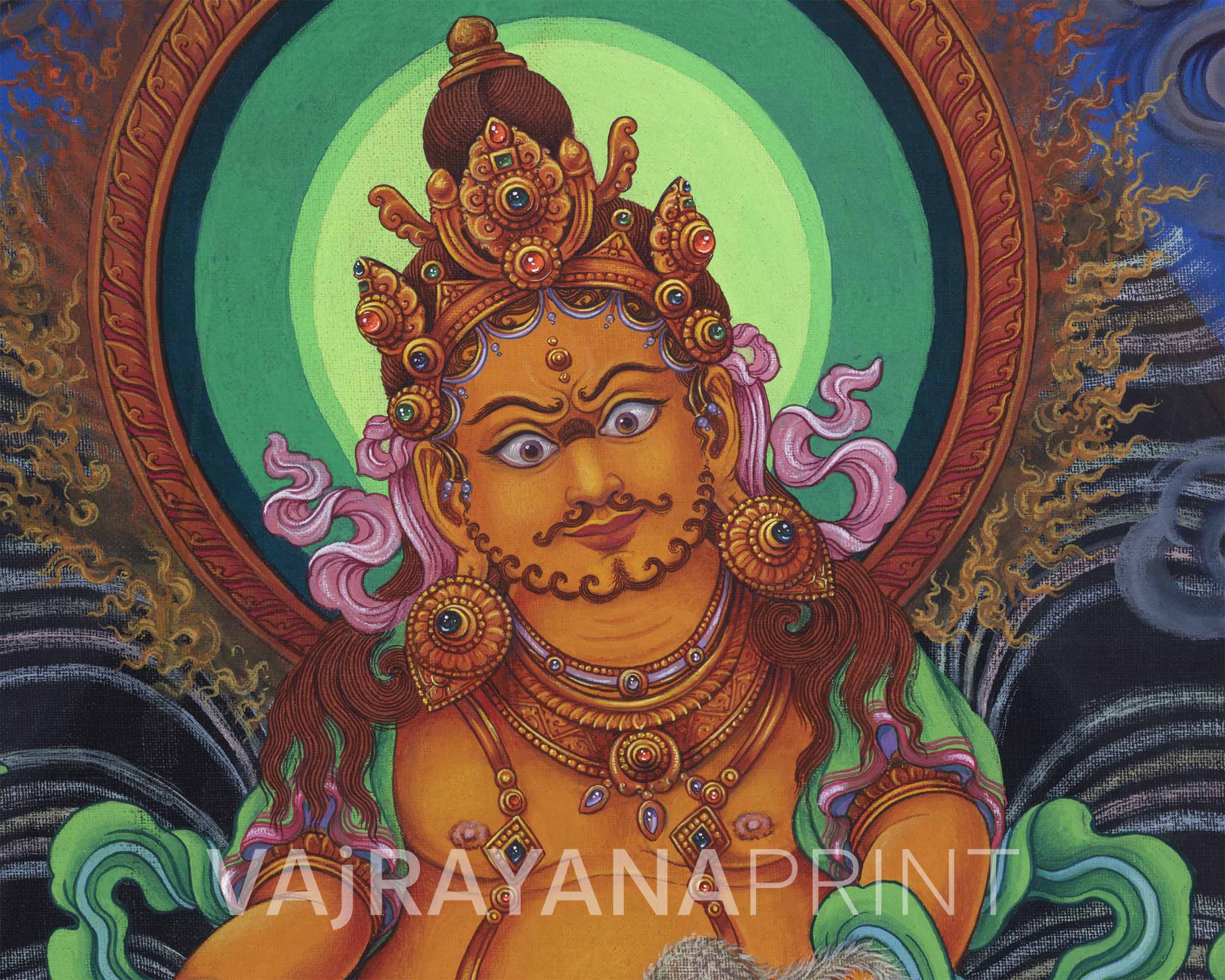 The God Of Wealth, Jambhala Thangka Print | High-Quality Pauba Canvas Print Of Buddhist Wealth Deity