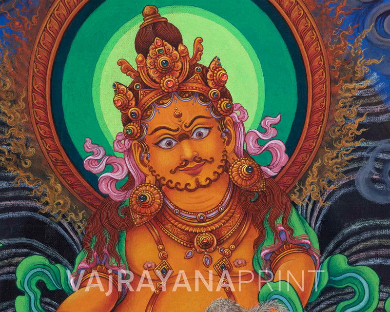 The God Of Wealth, Jambhala Thangka Print | High-Quality Pauba Canvas Print Of Buddhist Wealth Deity