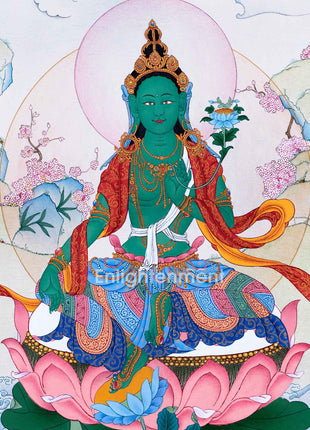 Green Tara, The Buddha Tara Devi Thangka For Healing & Longevity | Traditional Tibetan Buddhist Art