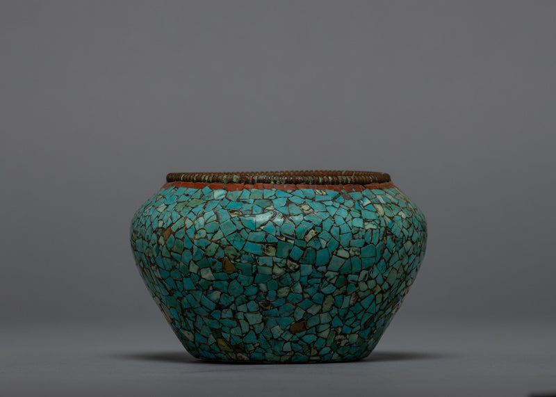 Turquoise Rice Bowl | Religious Buddhist Offering | Home Decor