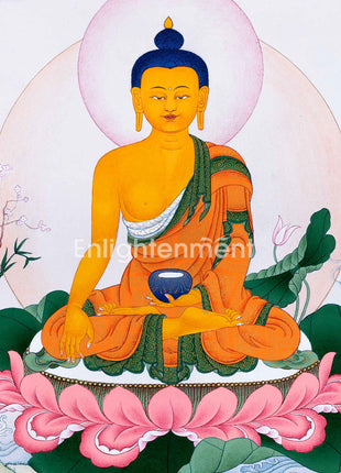 Hand-Painted Shakyamuni Buddha Thangka Art | Gold-Painted Thangka For Meditation Practice