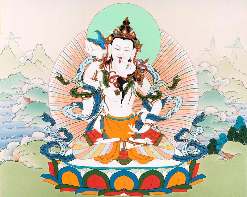Vajrasattva And Consort | Yab Yum Thangka | Buddhist Deity