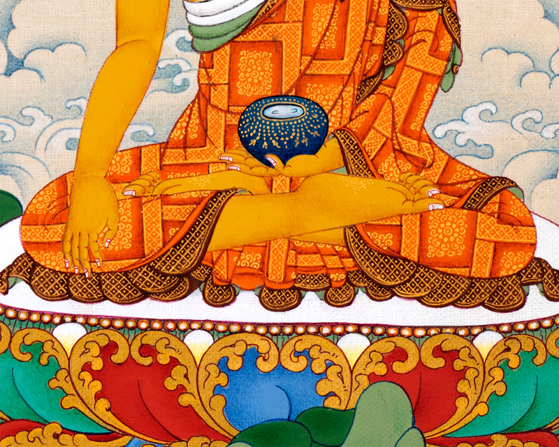 Shakyamuni Buddha Thangka | Natural Stone Color Painting