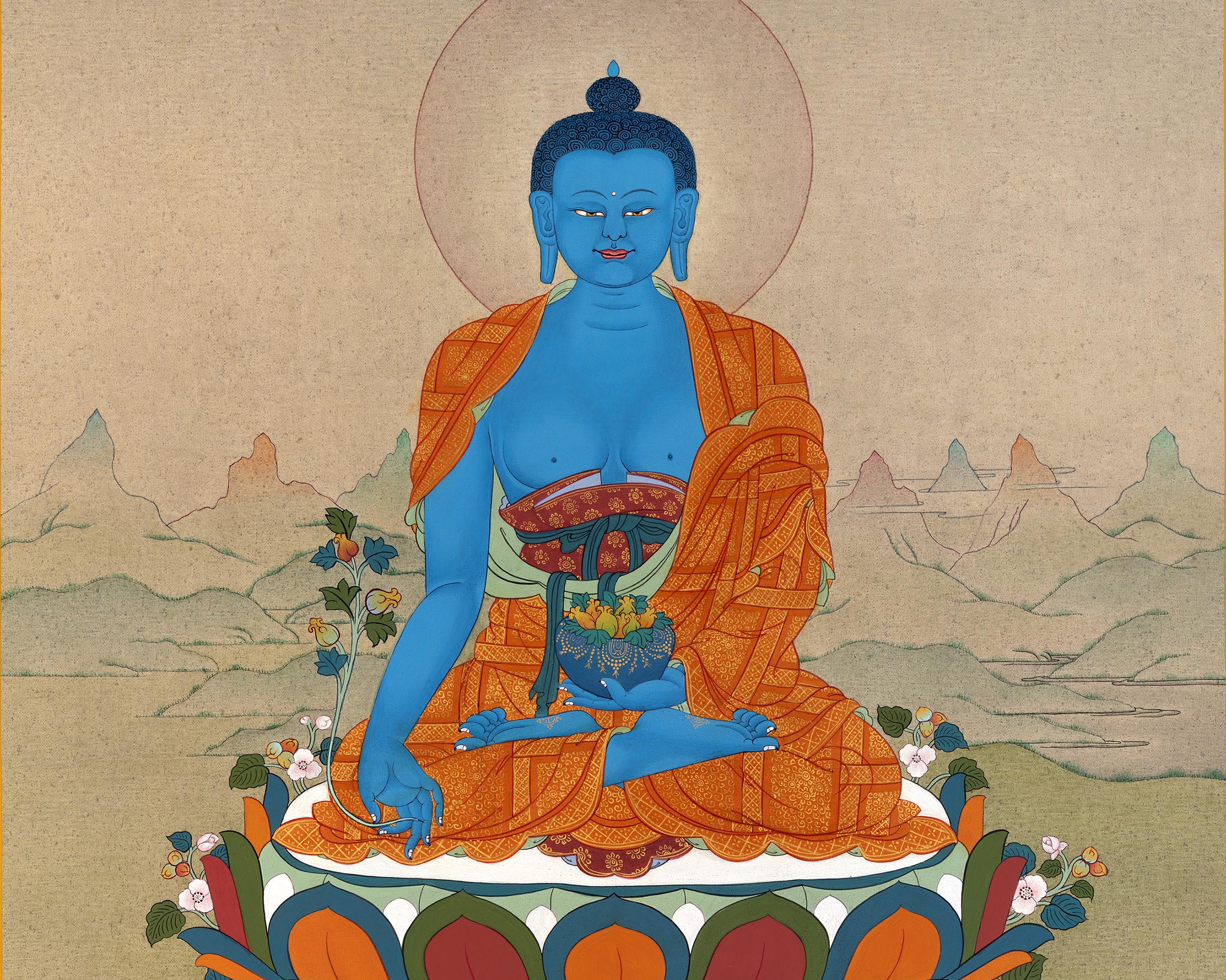 Blue Medicine Buddha | Lapis Lazuli | Tibetan Art Thangka