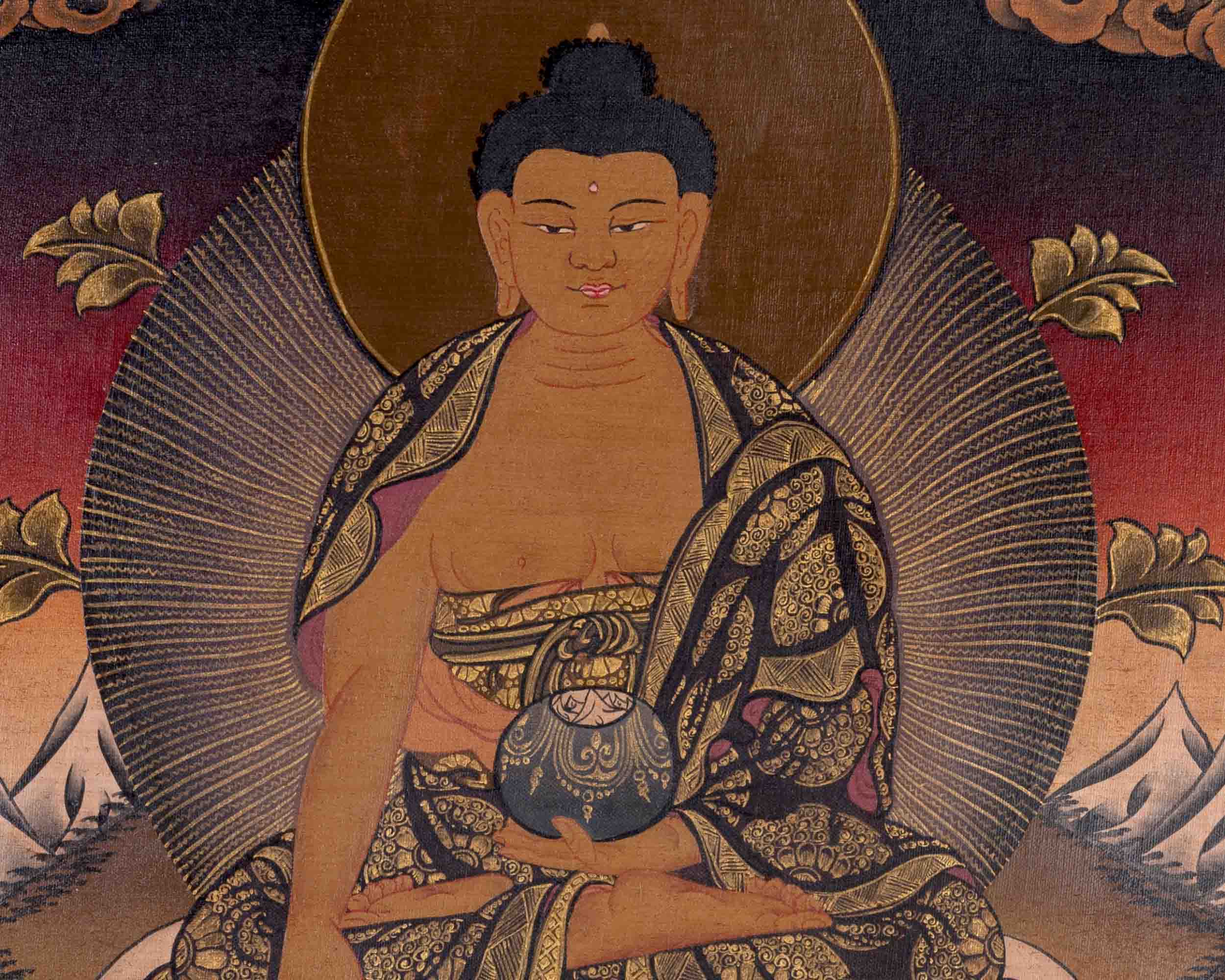 Shakyamuni Buddha Tibetan Thangka | Religious Buddhist Art | Wall Decors