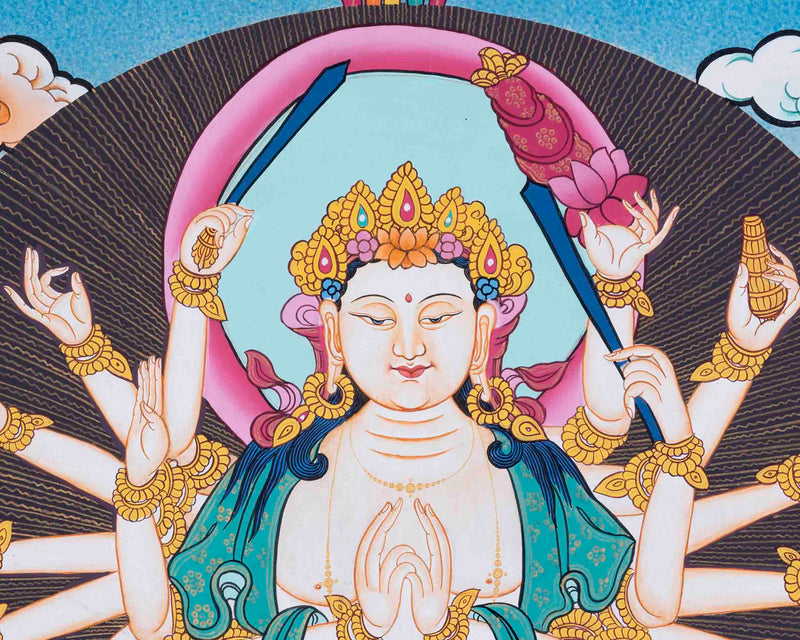 18 Armed Cundi Bodhisattva Thangka | Spiritual Art
