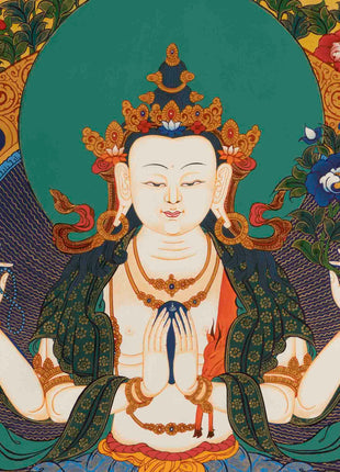 Bodhisattva Avalokitesvara Thangka | Handpainted Religious Painting
