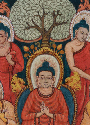 Sri Siddhartha Gautama Buddha Thangka Print | Historical Buddha Life Event On Cavnas