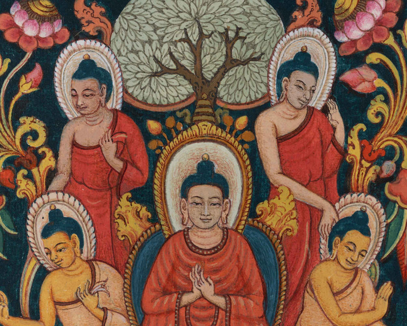 Sri Siddhartha Gautama Buddha Thangka Print | Historical Buddha Life Event On Cavnas