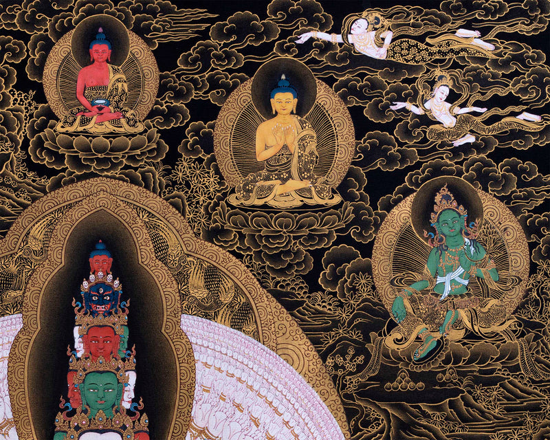 1000 armed Avalokiteshvara with Bodhisattva Thangka | Tibetan Art Prints