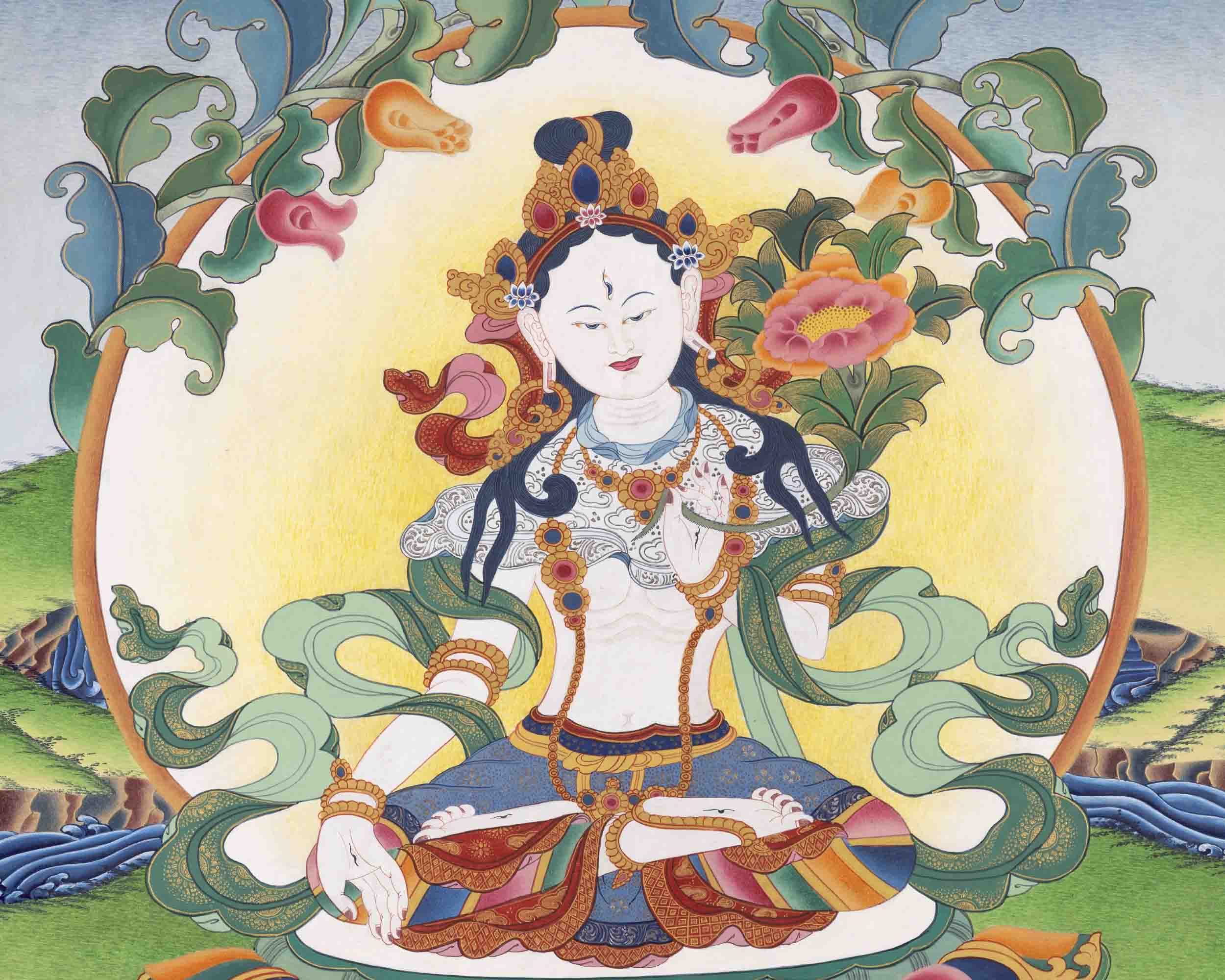 White Tara Thangka | Buddhist Religious Paintings