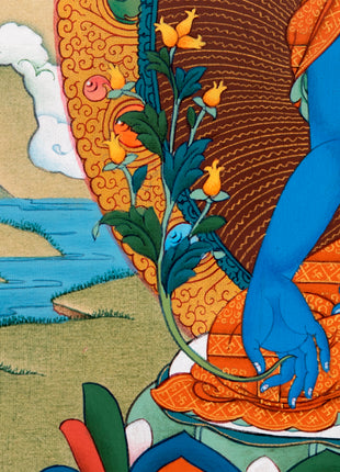 Medicine Buddha Thangka | Traditional 24K Gold Thangka Painting