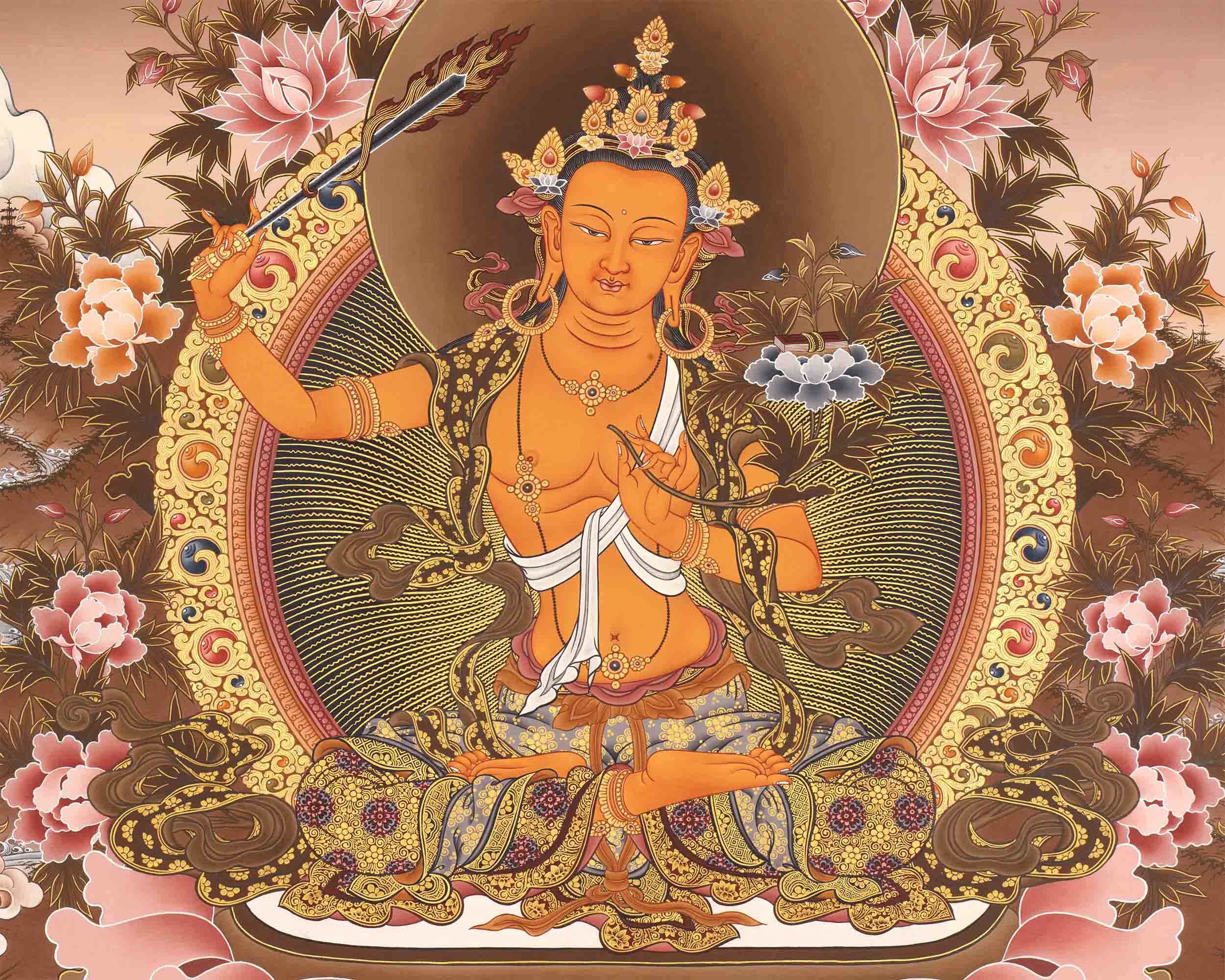 Wisdom Bodhisattva Manjushree | Digital Artwork | Religious Decors