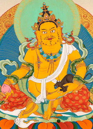 Small Thangka of Jambala, Buddhist Wealth Deity