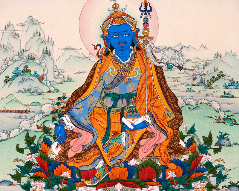 Guru Urgen Menla, Medicine Buddha Form of Guru Rinpoche Thangka