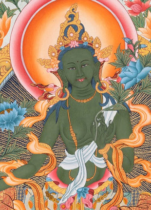 Buddhist Green Tara | Healing Female Deity Thangka