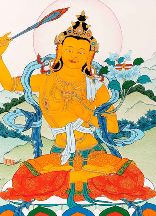 Bodhisattva Manjushri Thangka | Traditionally Hand Painted Buddhist Art