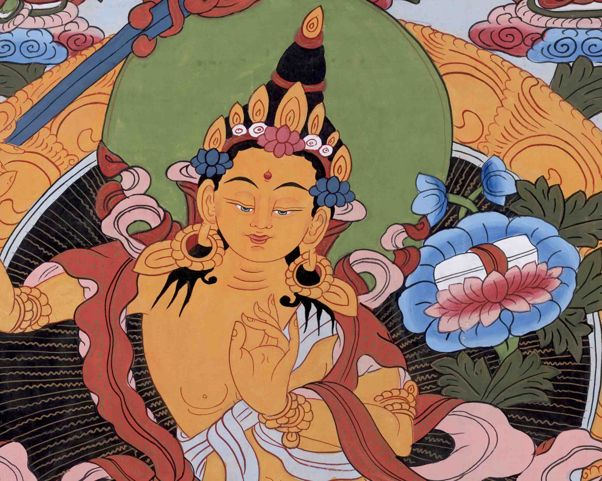 Vintage Manjushree Thangka | Traditional Tibetan Artwork | Wall Decors