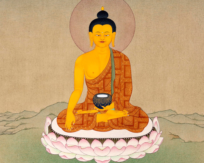 Shakyamuni Buddha Thangka | Classic Peaceful Buddha Thangka | Tibetan Art
