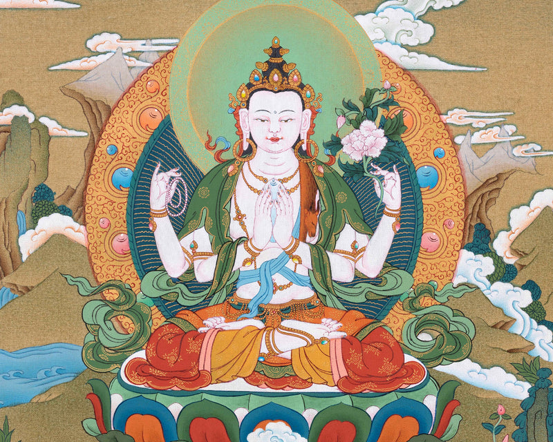 Chenrezig Thangka | Lord Of Compassion | Buddhist Deity