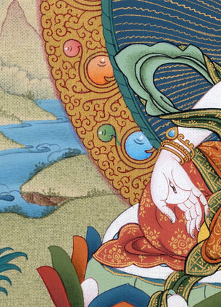White Tara Thangka | Hand-Painted Drolma Painting | Female Bodhisattva