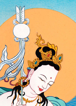 Lhacham Mandarva Thangka | Traditionally Hand Painted Tibetan Dakini Painting