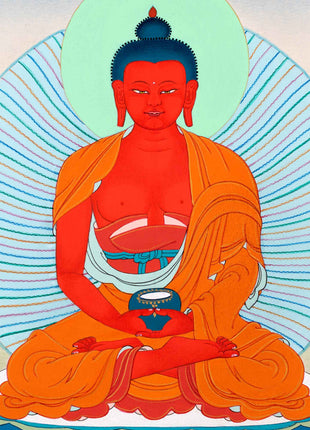 Small Buddha Amitabha Prayer Thangka | Tibetan Art of Infinite Light Deity