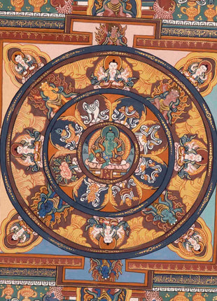 Green Tara Mandala Thangka | Traditional Painting