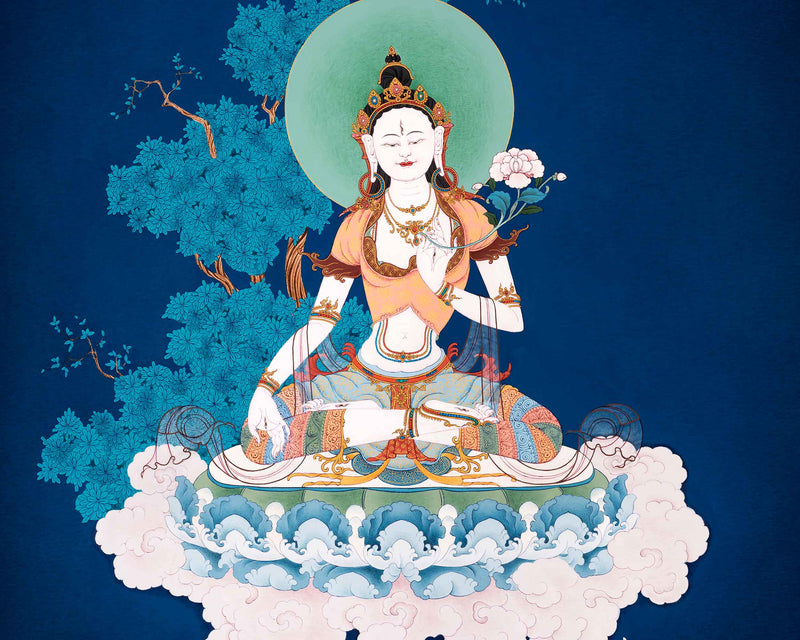 White Tara Art |  Tibetan Hand Painted Buddhist Thangka