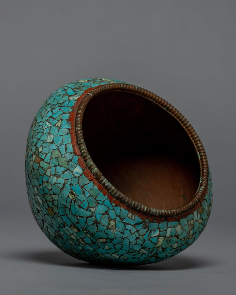 Turquoise Rice Bowl | Religious Buddhist Offering | Home Decor
