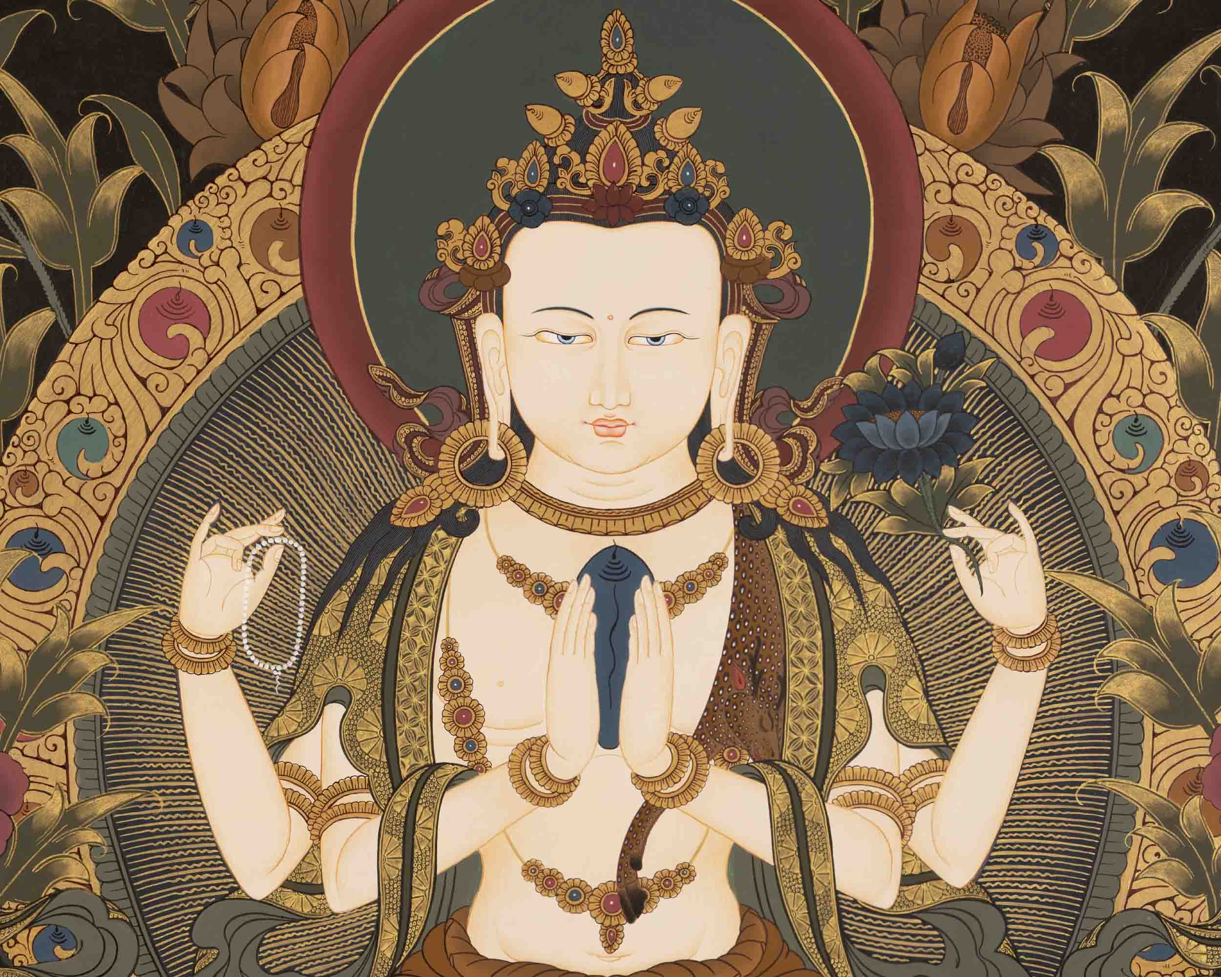 Avalokitesvara Chengrezig Thangka | Wall Hanging Yoga Thangka