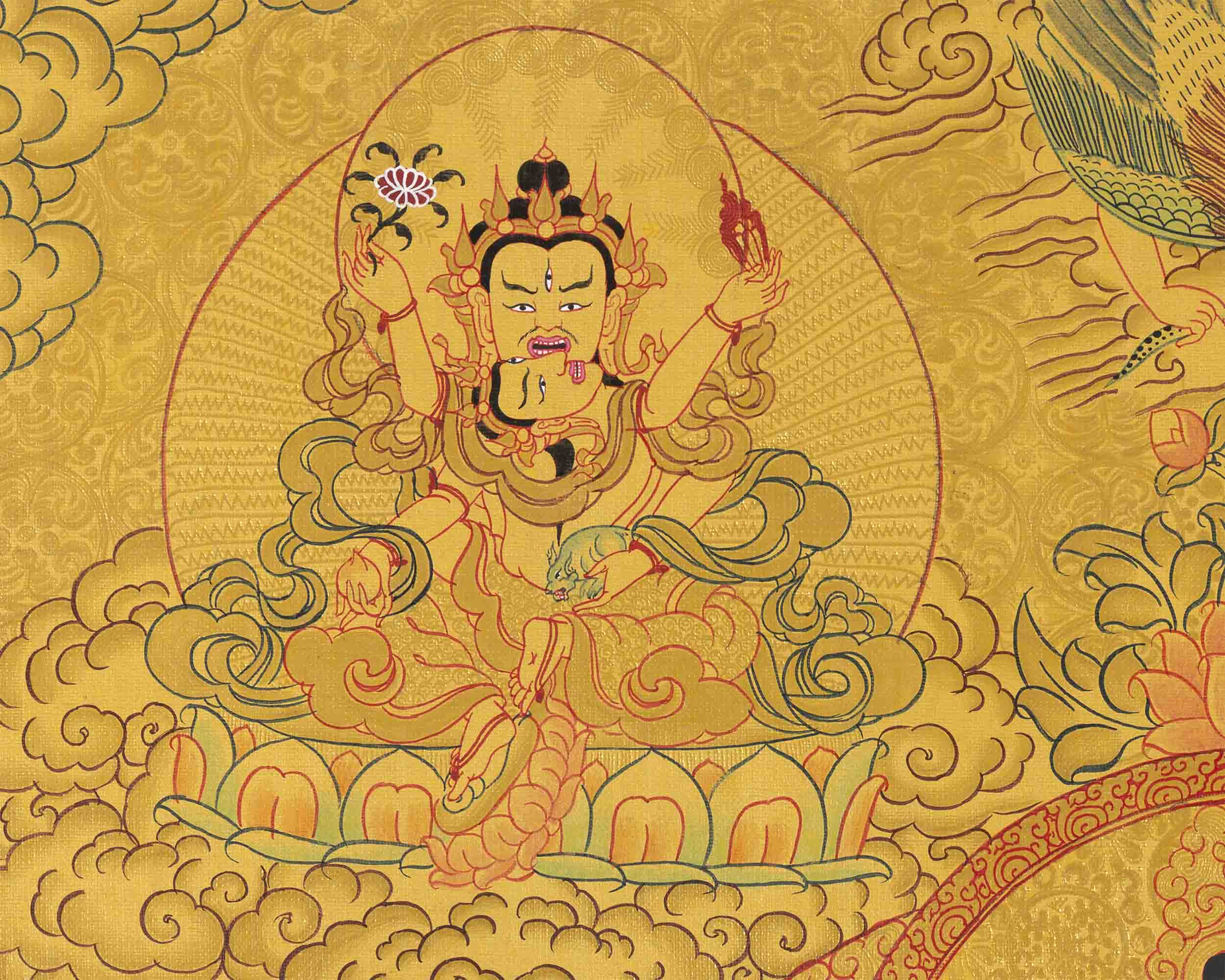 Full 24K Gold Dzambala Thangka | Art Painting